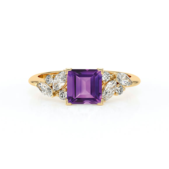 Solitaire accompagné améthyste diamant Divine Idylle - 22