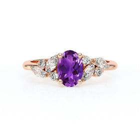 Solitaire accompagné améthyste diamant Divine Idylle - 23