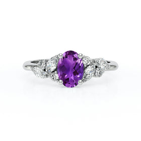 Solitaire accompagné améthyste diamant Divine Idylle - 23