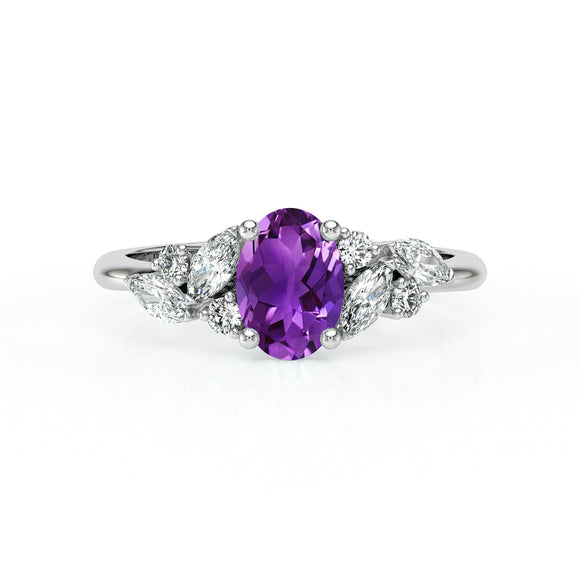 Solitaire accompagné améthyste diamant Divine Idylle - 23