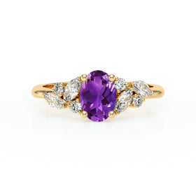 Solitaire accompagné améthyste diamant Divine Idylle - 23
