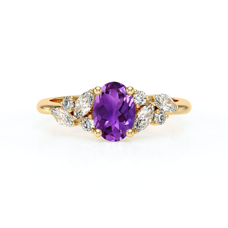 Solitaire accompagné améthyste diamant Divine Idylle - 23