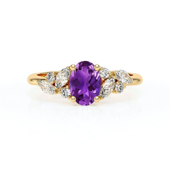 Solitaire accompagné améthyste diamant Divine Idylle - 23