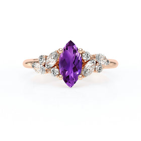 Solitaire accompagné améthyste diamant Divine Idylle - 24
