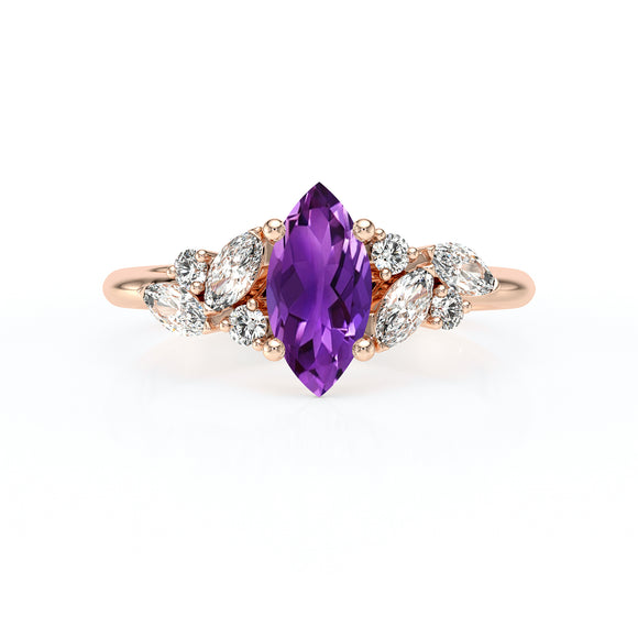 Solitaire accompagné améthyste diamant Divine Idylle - 24