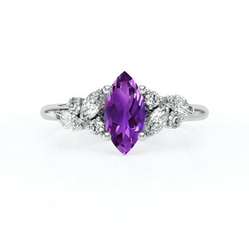 Solitaire accompagné améthyste diamant Divine Idylle - 24