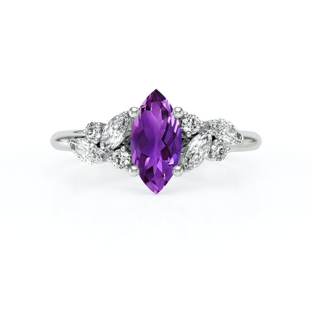 Solitaire accompagné améthyste diamant Divine Idylle - 24