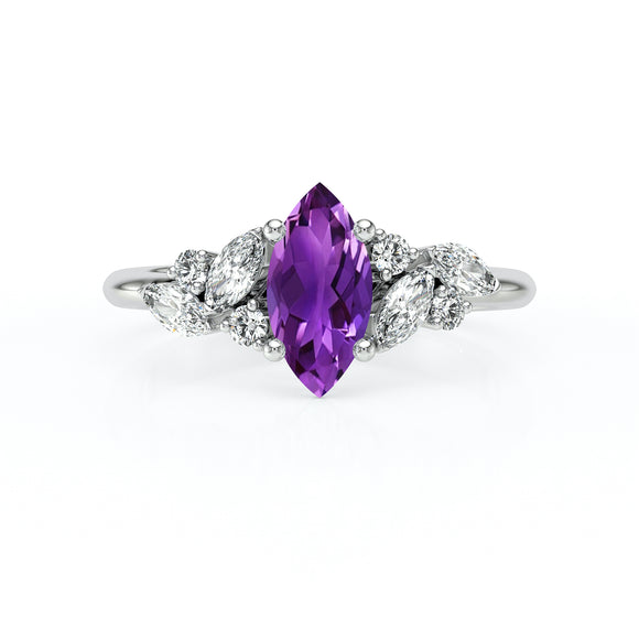 Solitaire accompagné améthyste diamant Divine Idylle - 24