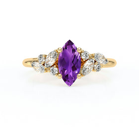 Solitaire accompagné améthyste diamant Divine Idylle - 24