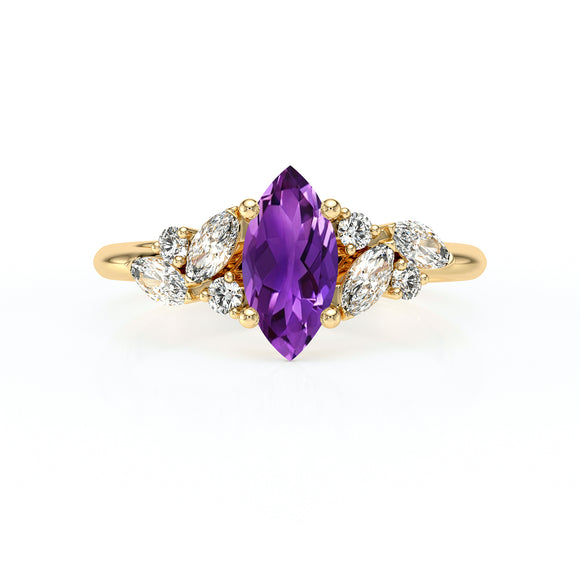 Solitaire accompagné améthyste diamant Divine Idylle - 24