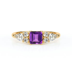 Solitaire accompagné améthyste diamant Divine Idylle - 26