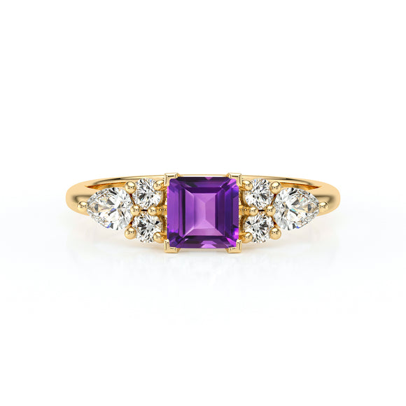 Solitaire accompagné améthyste diamant Divine Idylle - 26