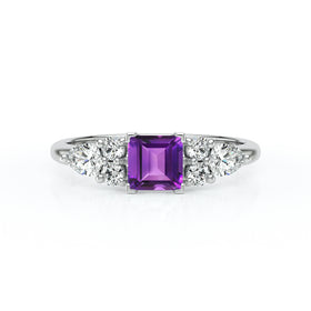 Solitaire accompagné améthyste diamant Divine Idylle - 26