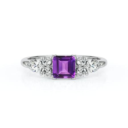 Solitaire accompagné améthyste diamant Divine Idylle - 26