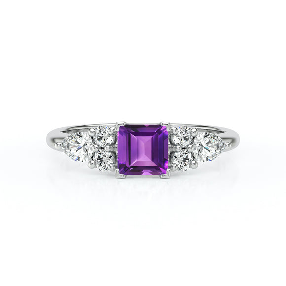 Solitaire accompagné améthyste diamant Divine Idylle - 26