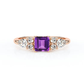 Solitaire accompagné améthyste diamant Divine Idylle - 26