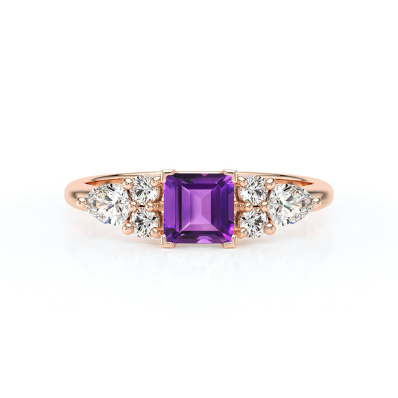 Solitaire accompagné améthyste diamant Divine Idylle - 26