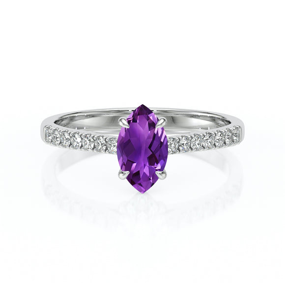 Solitaire accompagné améthyste et diamant Divine Idylle - 6