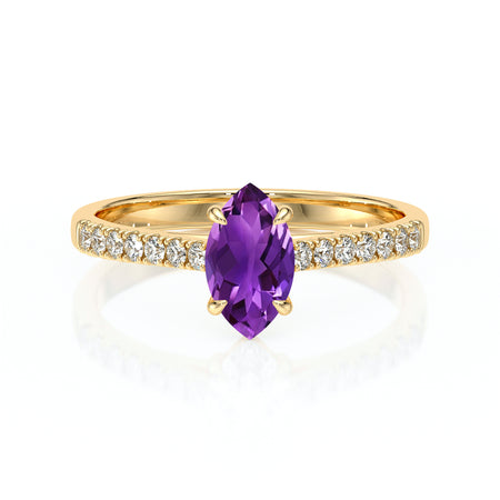 Solitaire accompagné améthyste et diamant Divine Idylle - 6