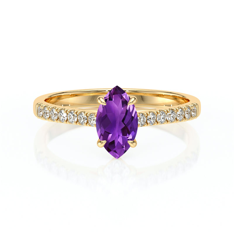 Solitaire accompagné améthyste et diamant Divine Idylle - 6