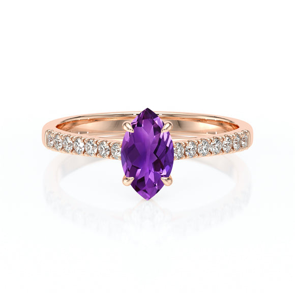 Solitaire accompagné améthyste et diamant Divine Idylle - 6