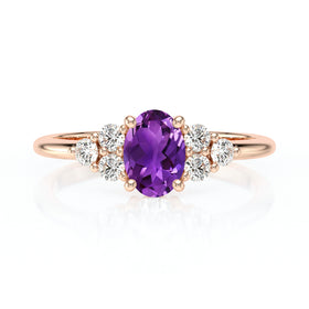 Solitaire accompagné améthyste et diamant Divine Idylle - 7