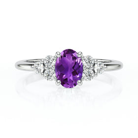 Solitaire accompagné améthyste et diamant Divine Idylle - 7