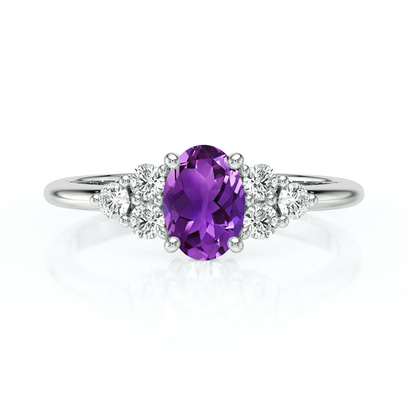 Solitaire accompagné améthyste et diamant Divine Idylle - 7