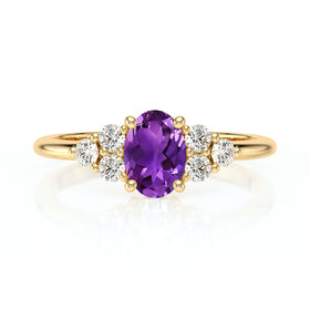 Solitaire accompagné améthyste et diamant Divine Idylle - 7