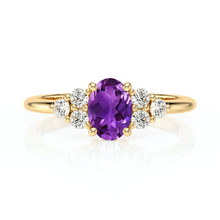 Solitaire accompagné améthyste et diamant Divine Idylle - 7