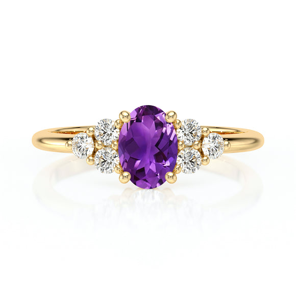 Solitaire accompagné améthyste et diamant Divine Idylle - 7