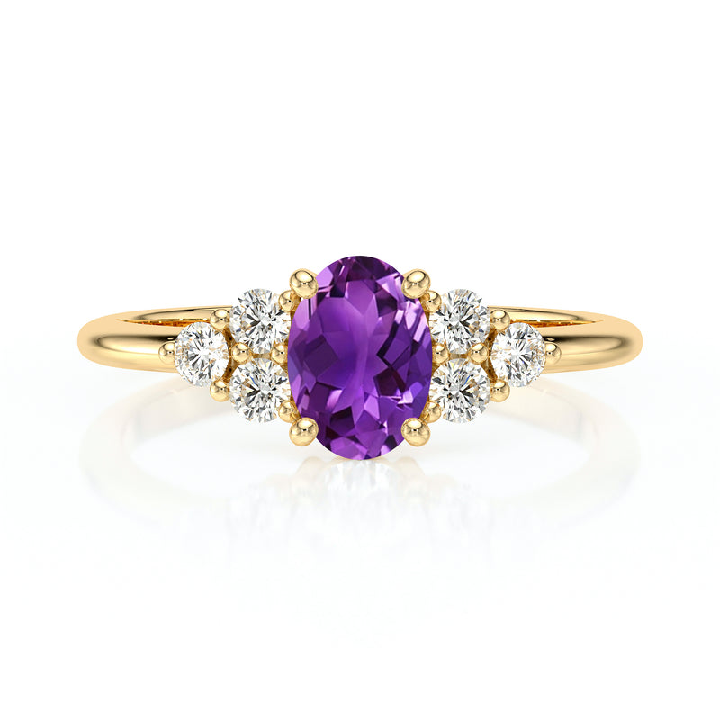 Solitaire accompagné améthyste et diamant Divine Idylle - 7