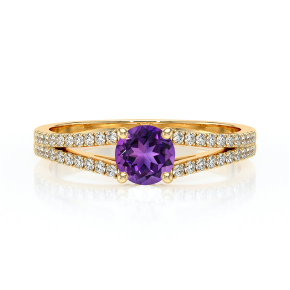 Solitaire accompagné améthyste et diamant Divine Idylle - 8