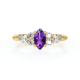 Solitaire accompagné améthyste diamant Divine Idylle - 9