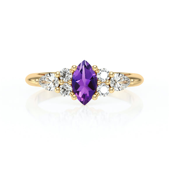 Solitaire accompagné améthyste diamant Divine Idylle - 9