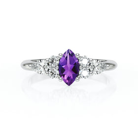 Solitaire accompagné améthyste diamant Divine Idylle - 9