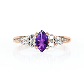 Solitaire accompagné améthyste diamant Divine Idylle - 9