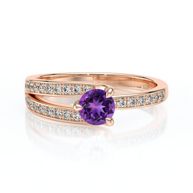 Solitaire accompagné améthyste et diamant Fou de toi - 5