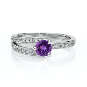 Solitaire accompagné améthyste et diamant Fou de toi - 5