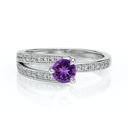 Solitaire accompagné améthyste et diamant Fou de toi - 5