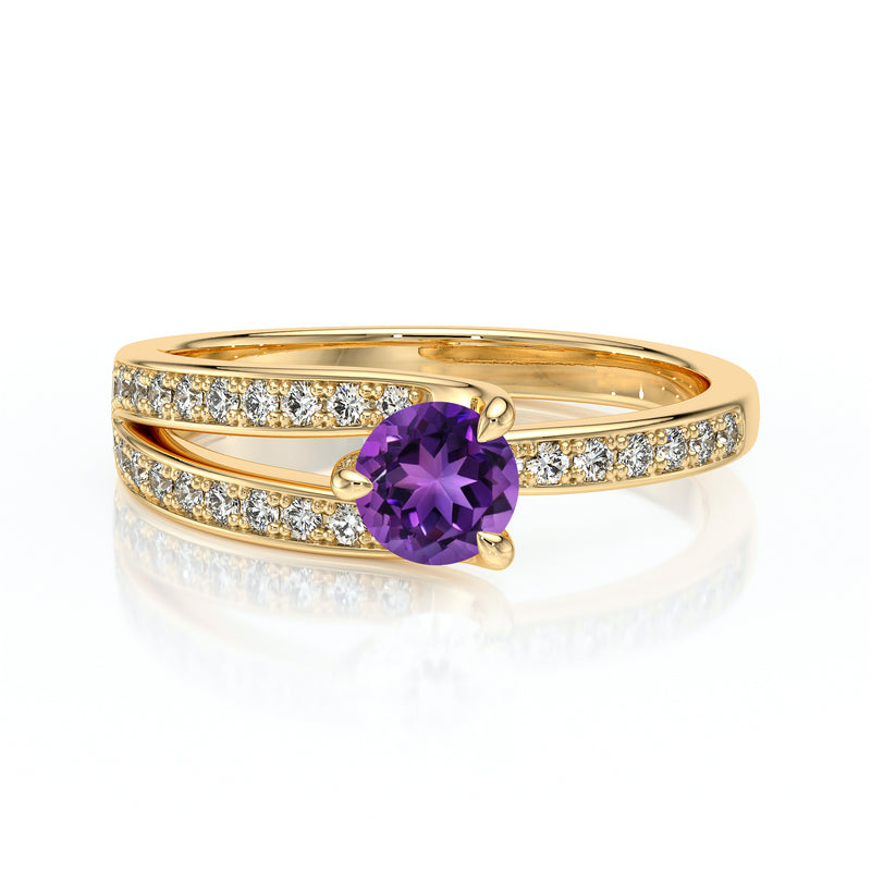 Solitaire accompagné améthyste et diamant Fou de toi - 5