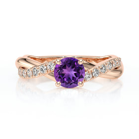 Solitaire accompagné améthyste diamant Fou de toi - 3