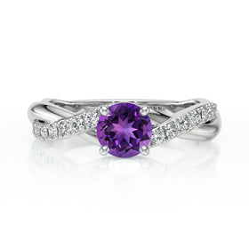 Solitaire accompagné améthyste diamant Fou de toi - 3