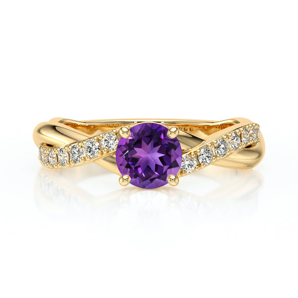 Solitaire accompagné améthyste diamant Fou de toi - 3