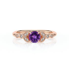 Solitaire accompagné améthyste diamant Fou de toi - 4