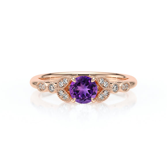 Solitaire accompagné améthyste diamant Fou de toi - 4