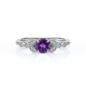 Solitaire accompagné améthyste diamant Fou de toi - 4