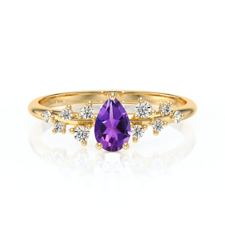 Solitaire accompagné améthyste et diamant Pluie d'étoiles - 10