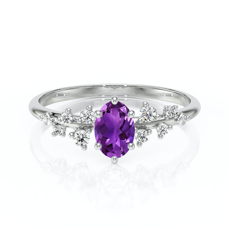 Solitaire accompagné améthyste et diamant Pluie d'étoiles - 11