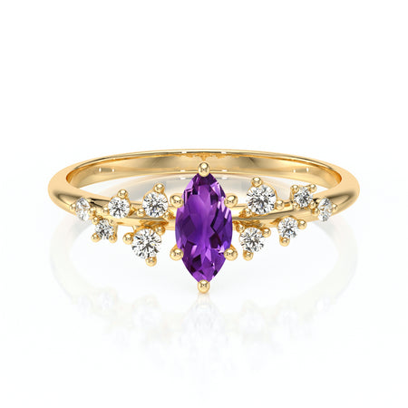 Solitaire accompagné améthyste et diamant Pluie d'étoiles - 12